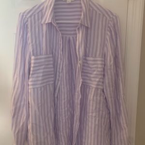 Lavender and white stripe button down